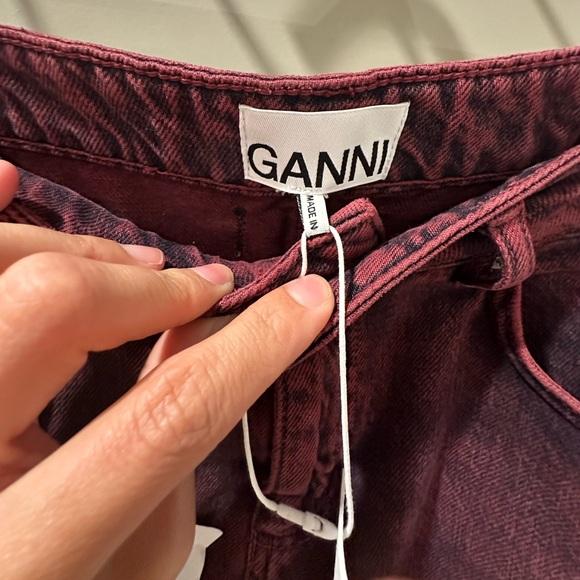 NWT Ganni Acid Wash Denim Skirt Purple / Burgundy 36 - Picture 4 of 7